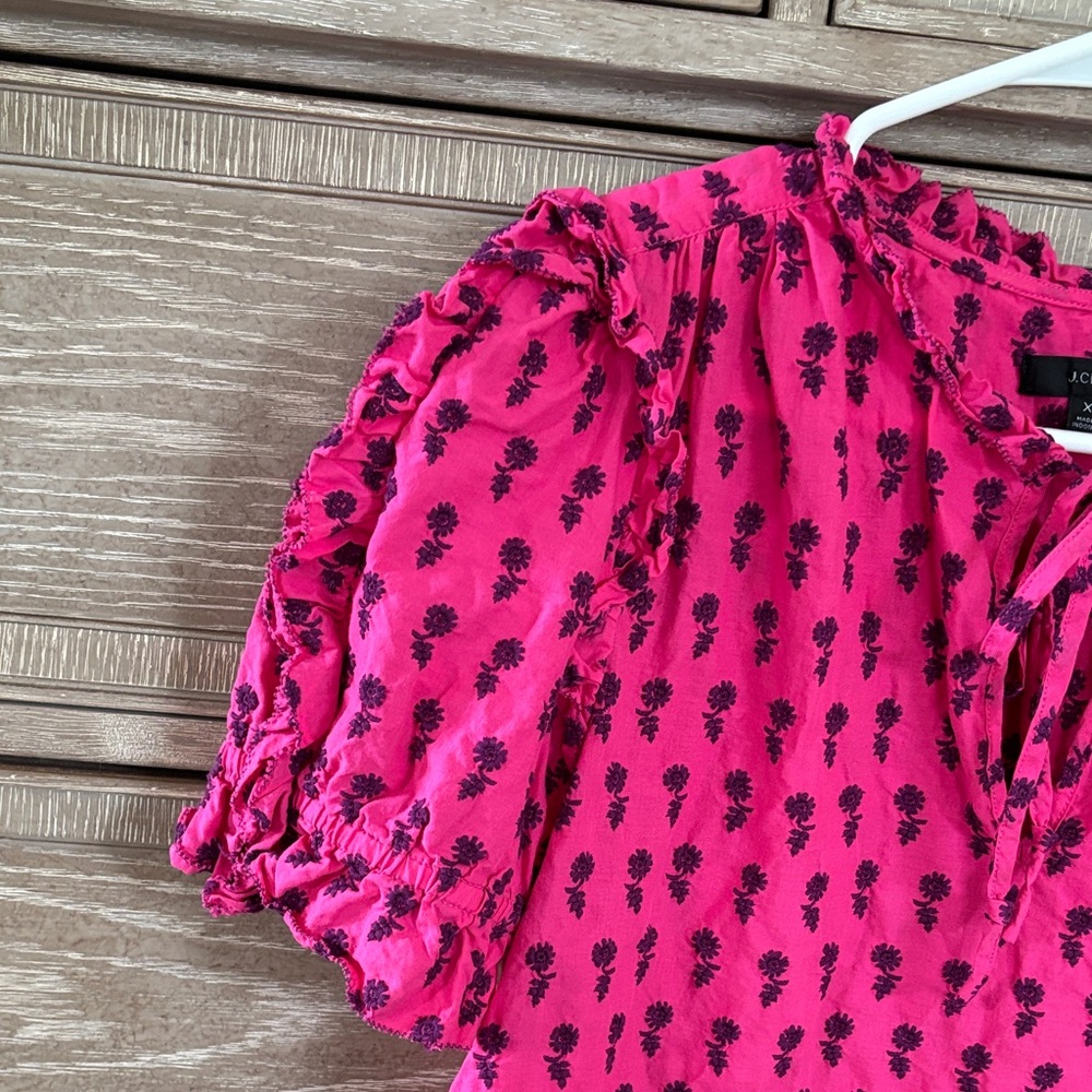 J. Crew Fuchsia Ruffle Blouse - Picture 3 of 4